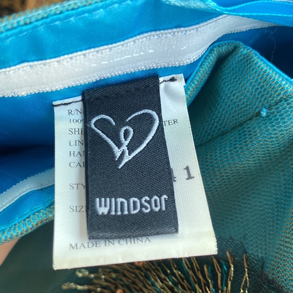 Windsor | Blue Peacock Tulle Prom Maxi Dress - Picture 6 of 7